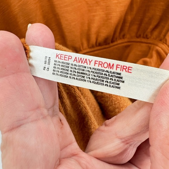 ANTHROPOLOGY DAILY PRACTICE woman Rushed rust soft stretch trendy cozy dress M - Picture 11 of 15